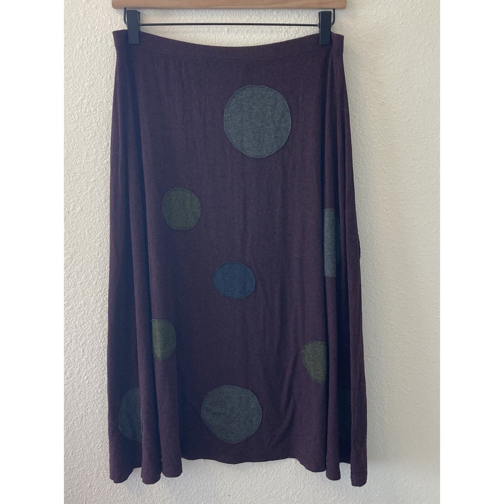 Marla Duran Midi Skirt Womens Medium Purple Geometric Circles Art To Wear